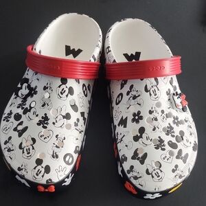 CROCS Mickey & Minnie Print Clog with Red Strap